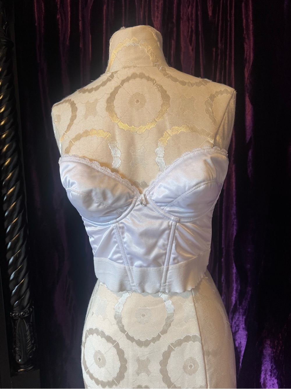 White Satin Longline Bustier Bra